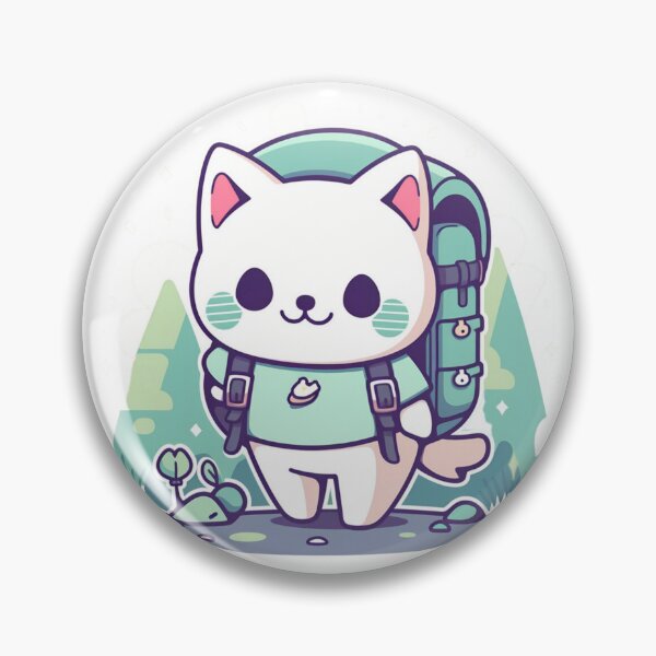Item preview, "Trailblazing Whiskers - Enthusiastic Cat Hiking Sticker for Outdoor Enthusiasts" designed and sold by Cute Critters Stickers.