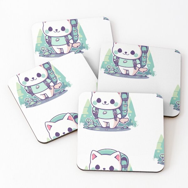 Item preview, "Trailblazing Whiskers - Enthusiastic Cat Hiking Sticker for Outdoor Enthusiasts" designed and sold by Cute Critters Stickers.