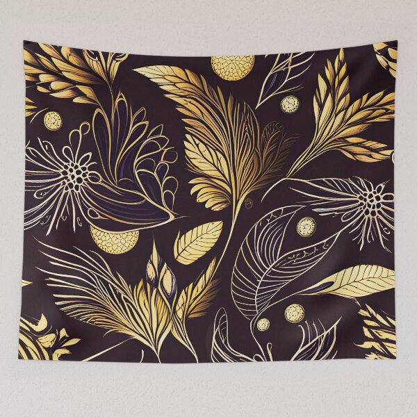 Item preview, Dark and Golden Abstract Leaf Nature Pattern designed and sold by WitchyWare.