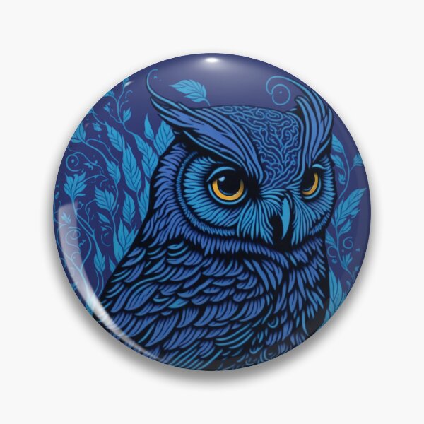 Item preview, Owl In Blue Stylized Art Nouveau designed and sold by entwithanaxe.