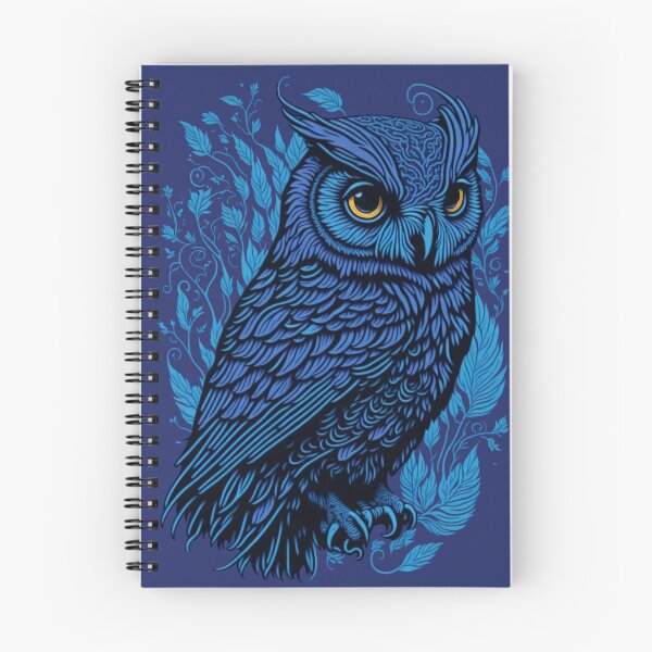 Item preview, Owl In Blue Stylized Art Nouveau designed and sold by entwithanaxe.