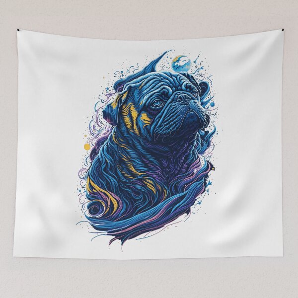 Item preview, pug galaxy moon creative vector decal designed and sold by mrrenken.