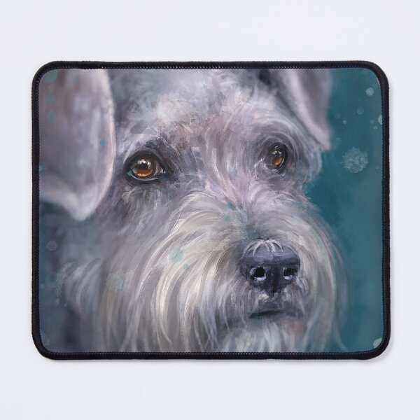 Item preview, Painting of a White Schnauzer on Blue Background designed and sold by ibadishi.