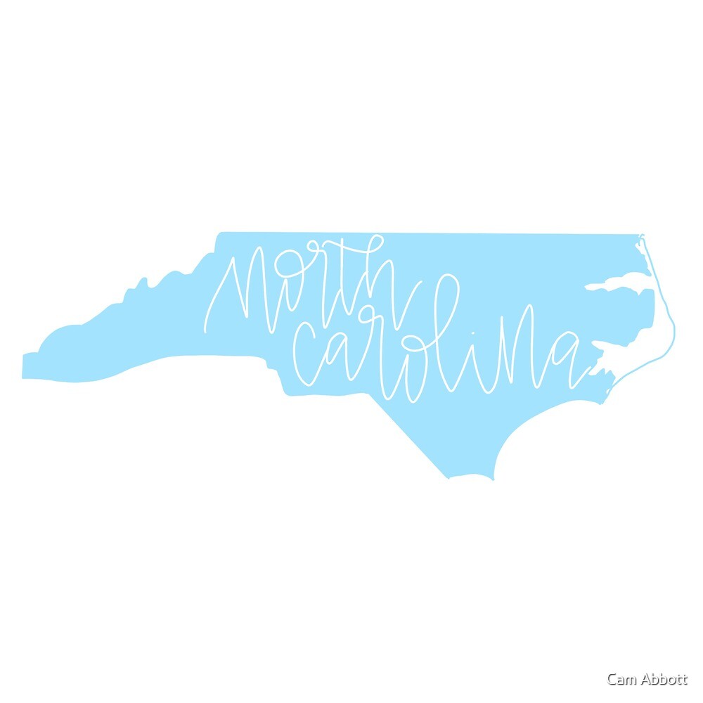 "North Carolina state outline- blue" by Camille Abbott | Redbubble