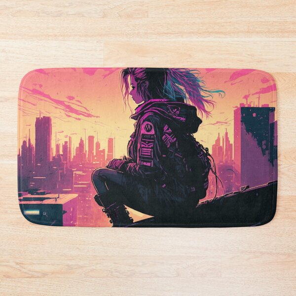 Item preview, Cyberpunk Girl Looking At Dystopian City designed and sold by Nightarcade.