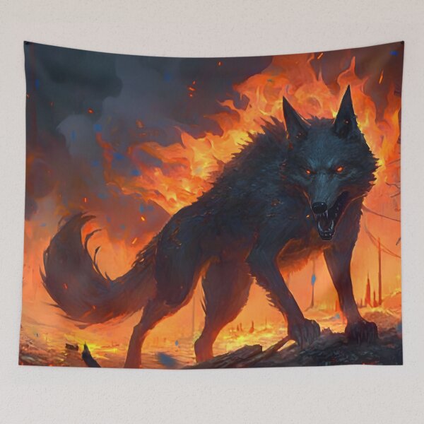 Item preview, Nature's Fury - Fierce Wolf in Burnt Forest designed and sold by Digital Artifacts.