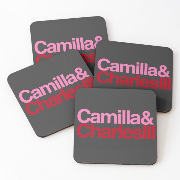 Item preview, Camilla and Charles III Names with Ampersands Pink Red on Dark Grey designed and sold by ArtCounts.