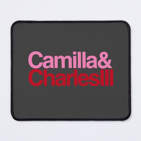 Item preview, Camilla and Charles III Names with Ampersands Pink Red on Dark Grey designed and sold by ArtCounts.