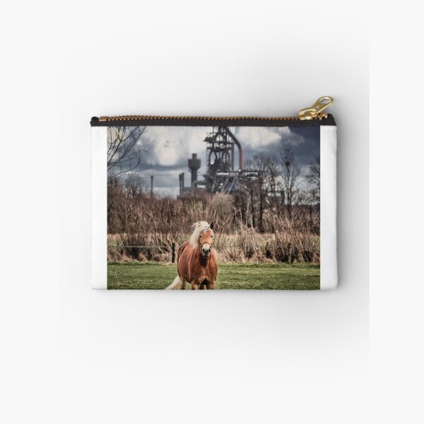 Item preview, Horse in the pasture, in the background a blast furnace, Ruhrgebiet - Ruhrpott - Germany designed and sold by Ruhrpottpicture.