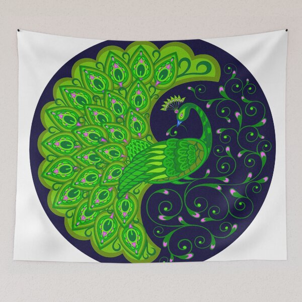 Item preview, Traditional Indian Madhubani Folk Art Design with Peacock and Swirls designed and sold by deepakrode7.