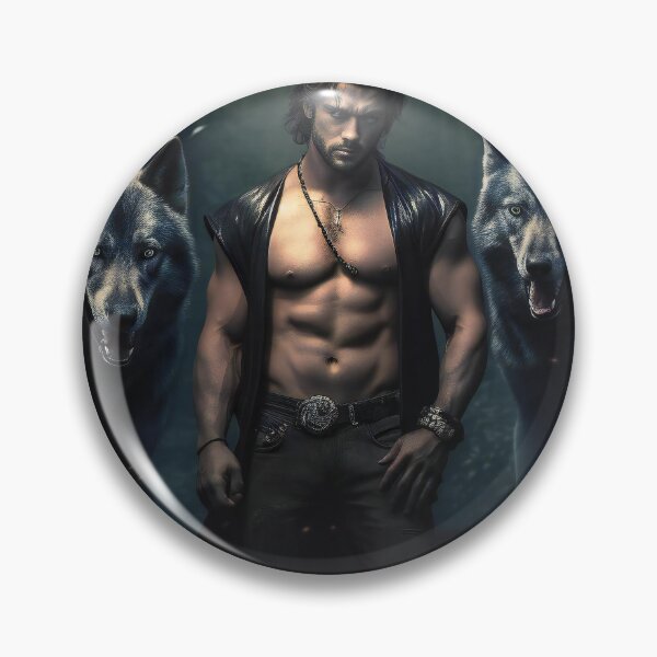 Item preview, Muscular man with his two wolves designed and sold by umatech.