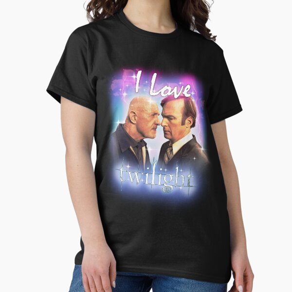 Vista previa del artículo con la obra «Saul Goodman y Mike Ehrmantraut Me encanta Crepúsculo», diseñado y vendido por moospice.