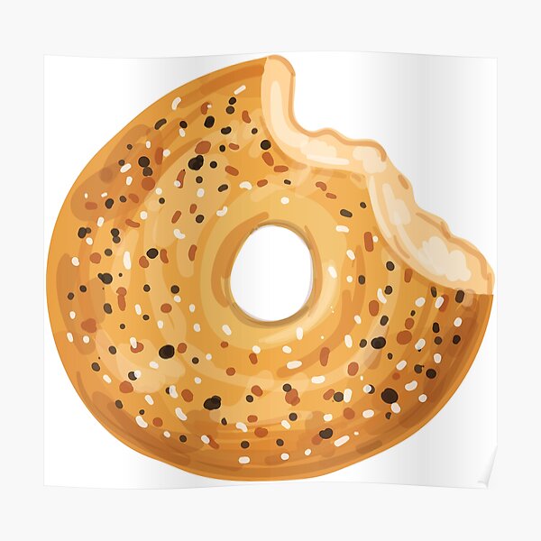 Half eaten bagel watercolor Poster
