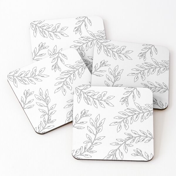 Item preview, Black And White Leaves Pattern designed and sold by theWeppen.