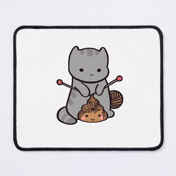 Artikelvorschau, Kawaii Knitting Kitty macht Stricken süß entworfen und verkauft von ThumboArtBumbo.