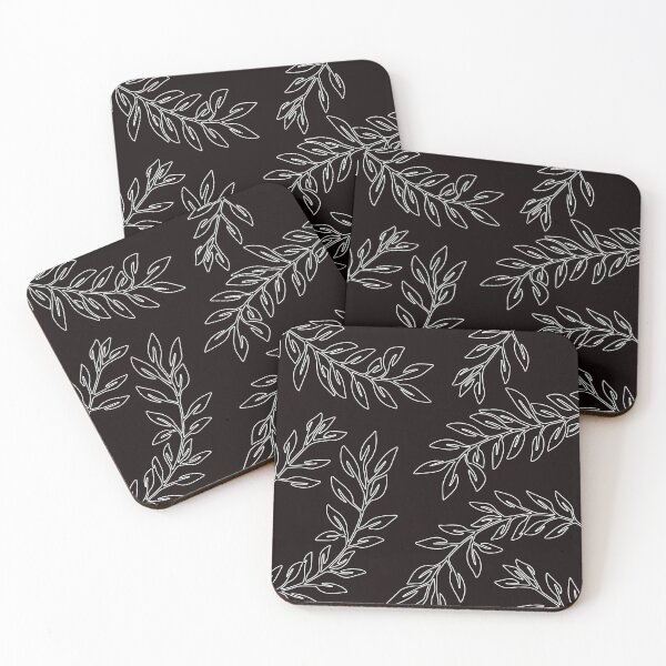 Item preview, White And Black Leaves Pattern designed and sold by theWeppen.
