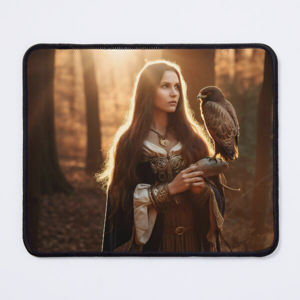 Item preview, Beautiful woman in the forest with birds of prey. designed and sold by umatech.