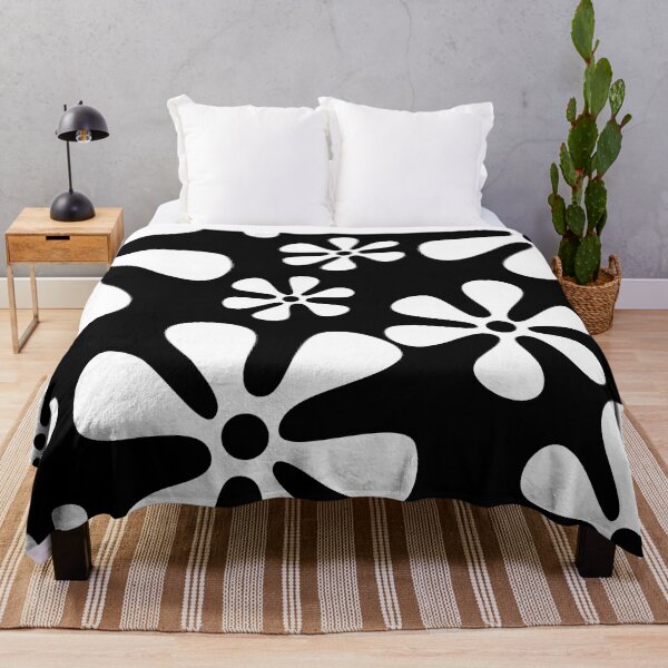 Item preview, Retro Flowers Pattern Black And White designed and sold by theWeppen.