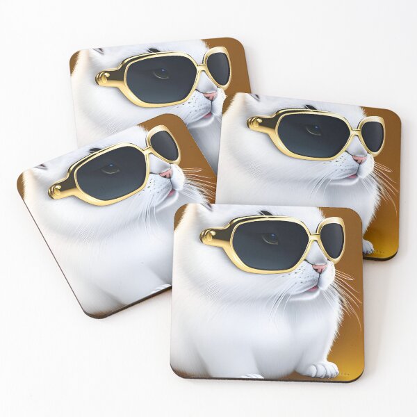 Item preview, A Very Cool White Rabbit Wearing Gold Framed Sunglasses designed and sold by beddreams.