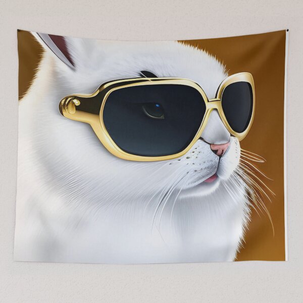 Item preview, A Very Cool White Rabbit Wearing Gold Framed Sunglasses designed and sold by beddreams.