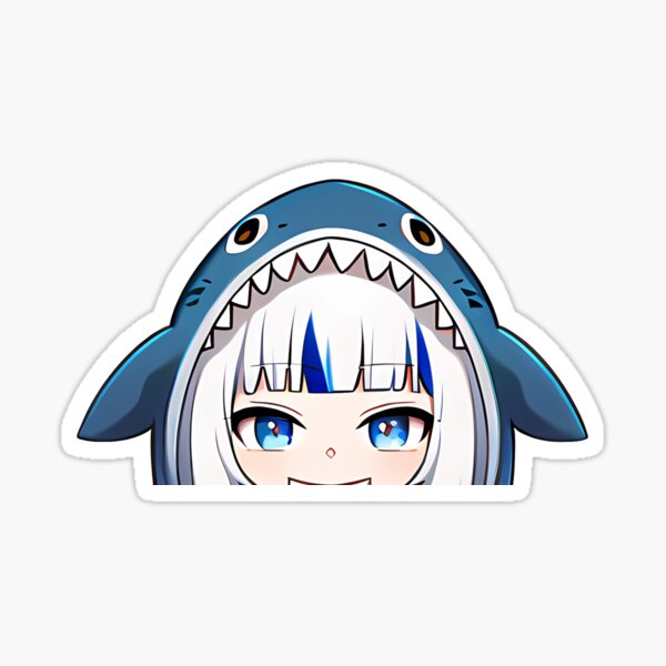 Item preview, Gawr Gura Half-Face Peek Vinyl Sticker - Anime Car Decal/Laptop Sticker designed and sold by SempaiWorks.