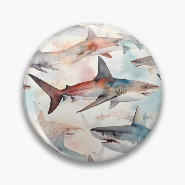 Item preview, Tiburones espeluznantes animales fantásticos patrón de acuarela vintage designed and sold by SecretDicer.