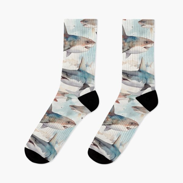 Item preview, Creepy Sharks Fantastic Animals Vintage Watercolor Pattern designed and sold by SecretDicer.