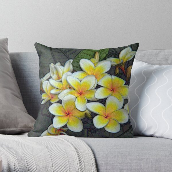Fragrant Frangipani Throw Pillow
