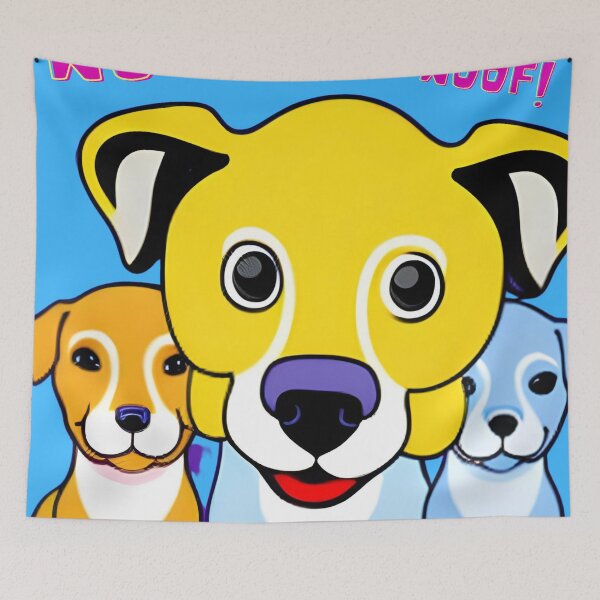 Item preview, Three Cute Colorful Dogs Woofing and Waiting For You to Come Home designed and sold by beddreams.
