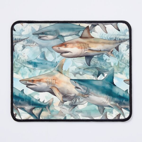 Item preview, Sharks Fantastic Animals Retro Watercolor Pattern designed and sold by SecretDicer.