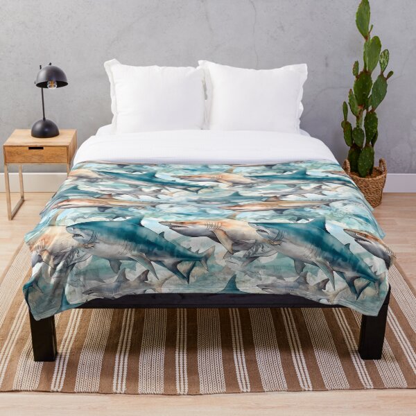 Item preview, Sharks Fantastic Animals Retro Watercolor Pattern designed and sold by SecretDicer.