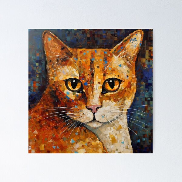 Vibrant Mosaic Style Cat Art Print