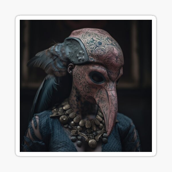 "Feathered Mask II" by AtelierSG Sticker