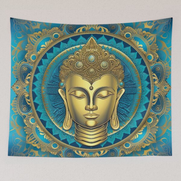 Item preview, Buddha gold and blue Mandala  designed and sold by mark ashkenazi.