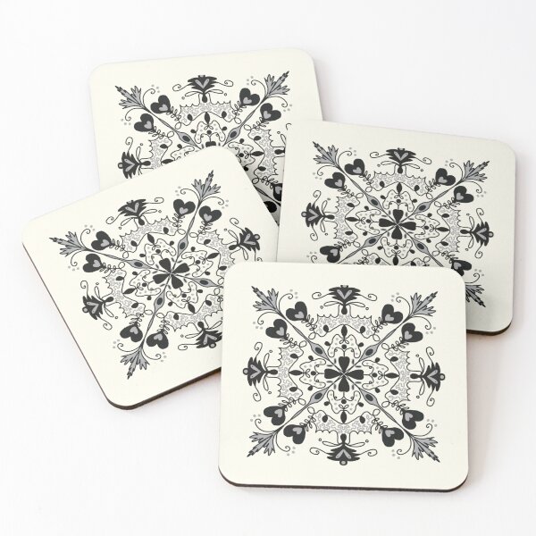 Item preview, Hearted Tiles in Soft Grey and Cream designed and sold by Amanda Webster.