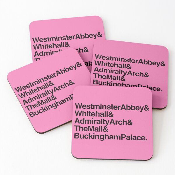 Item preview, The Coronation Procession to Buckingham Palace Route Landmarks Names with Ampersands Black on Pink designed and sold by ArtCounts.