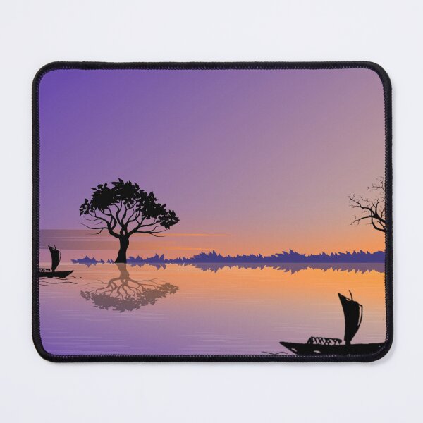 Item preview, Sunset river and boat painting designed and sold by Vasant Ravte.
