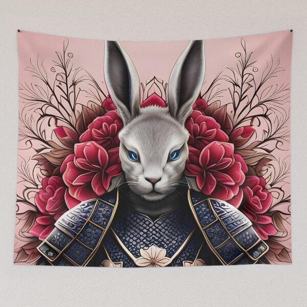 Item preview, Edo-era samurai rabbit portrait designed and sold by ZarliaShop.