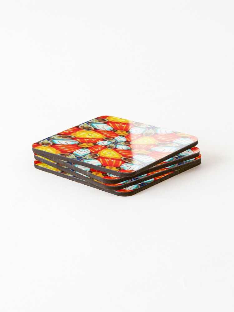 Thumbnail 4 of 5, Coasters (Set of 4), Cute Colorful Flower Patterns designed and sold by Patternflower.
