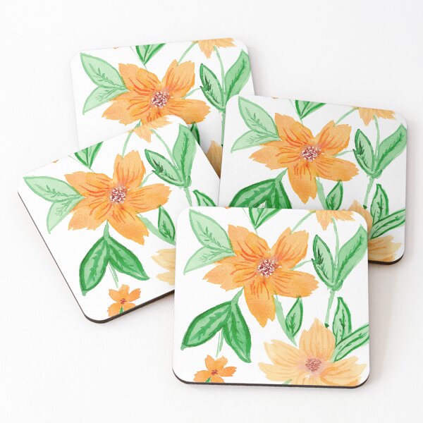 Item preview, orange flower tendrils, white designed and sold by Sonderblume.