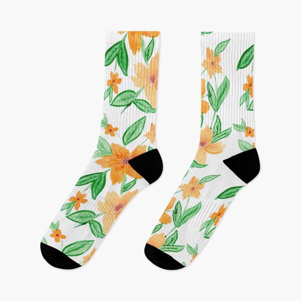 Item preview, orange flower tendrils, white designed and sold by Sonderblume.