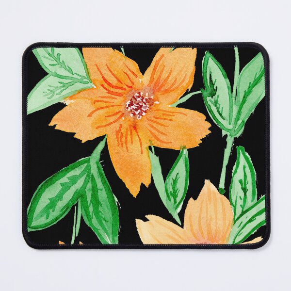 Item preview, orange flower tendrils, black designed and sold by Sonderblume.