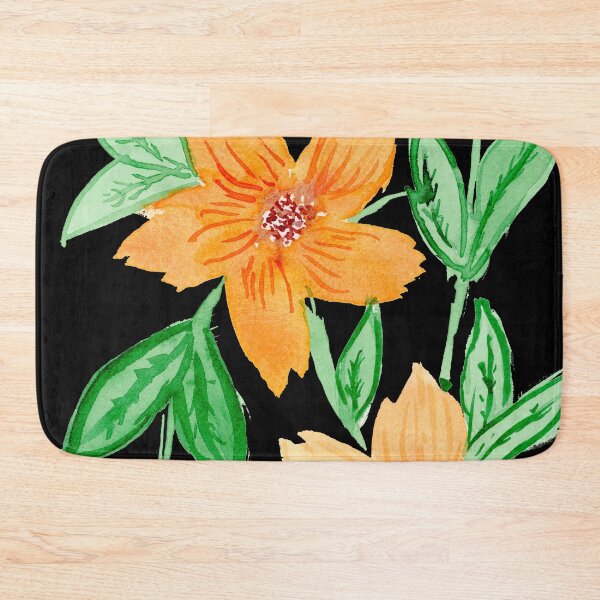 Item preview, orange flower tendrils, black designed and sold by Sonderblume.