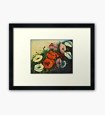 blue yellow pink white red flowers Framed Print