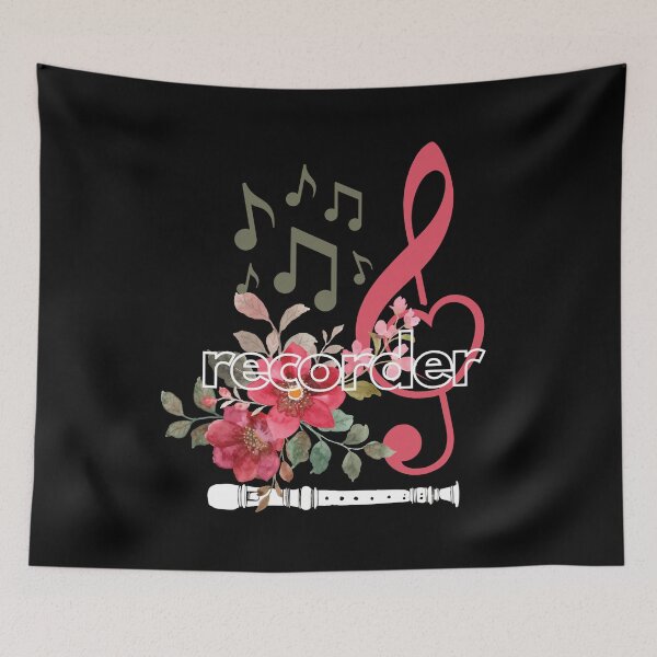 Item preview, recorder - flowers with clef designed and sold by piesdesignart.