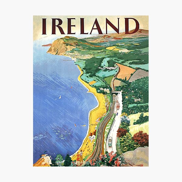 Ireland, coast, vintage travel poster Photographic Print