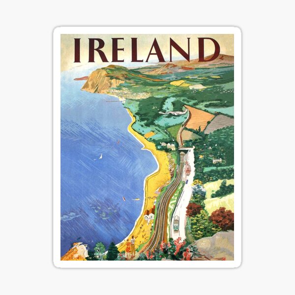 Ireland, coast, vintage travel poster Sticker