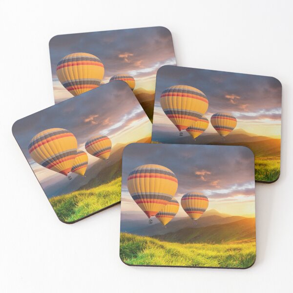 Artikelvorschau, Heißluftballon Wandkunst, Naturszene, Natur Sonnenuntergänge, Cottage Szene, Cottage Himmel, Metall Fotodrucke entworfen und verkauft von eyesight4vision.