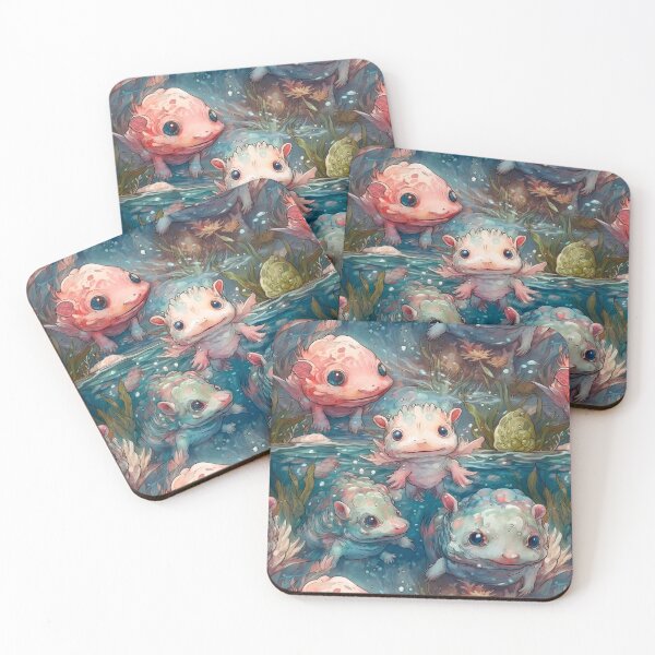 Artikelvorschau, Niedliche Axolotls, fantastische Tiere, niedliches Axolotl-Liebhaber-Aquarellmuster entworfen und verkauft von SecretDicer.