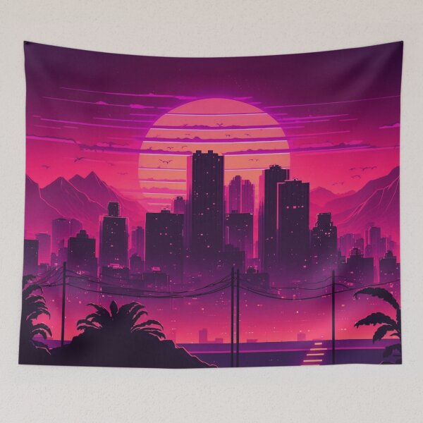 Item preview, 80s Synthwave Sun Retro City designed and sold by Nightarcade.